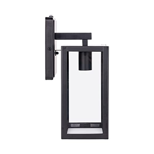 Lit-Path Dusk To Dawn Outdoor Wall Lantern, Wall Sconce As Porch Lighting Fixture With One E26 Base Max 60W, Metal Housing With Glass Shade, Black, 1-Pack #TOP3