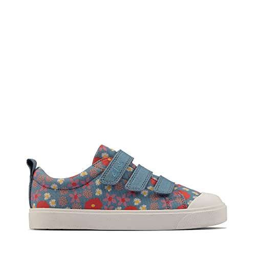 Clarks City Vibe Kid Textile Canvas in Blue Floral Standard Fit Size 13