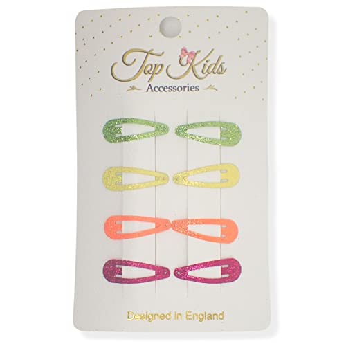 Topkids Accessories Baby Girls Hair Clips Glitter Small Mini Snap Hair Clip Bendies Sleepies Little Girls Babies Tiny Clips 3cm / 1.2" (8pc Bright Tones)