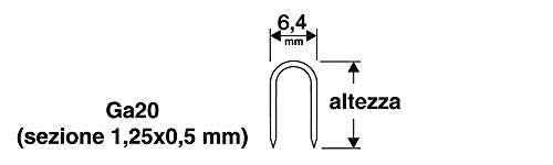 Valex - 500Pz Punti "U" Ga20 Sez 1,25X0,5Mm Dimensioni 6,4X12Mm Puntatrici Chiodatrici Manuali