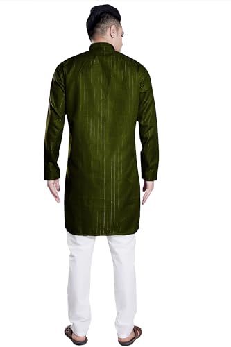 Image of DIVISIVE Men's Self Zari Line Cotton Blend Slim Fit Kurta Pyjama Set