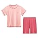 Kids Girls Boys 𝗣ajamas Short Sleeve 𝐒leepwear 2 Piece Top Shorts 𝐏js Toddler Cotton (Pink, 18-24 Months)