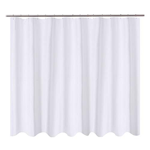 Image of N&Y HOME Fabric Shower Curtain Liner Oversize 96 x 72 inches, Hotel Quality, Washable, Water Repellent, White Bathroom Curtains with Grommets, 96x72