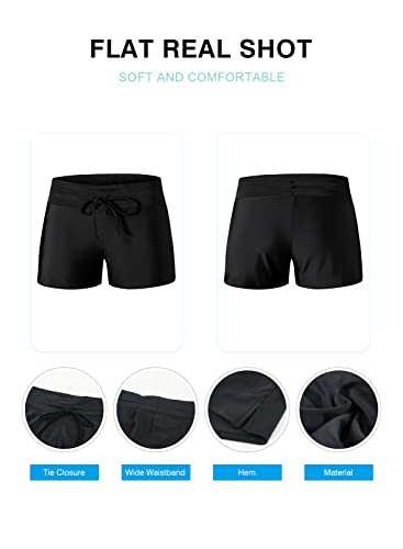 Aleumdr Women's 3" Swim Boardshort Bottom Shorts Swimming Panty Medium Black #TOP4