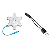 【セット買い】Belkin マルチイヤホンスプリッター イヤホン分配・分岐 RockStar ブルー F8Z274btBLU-A & エレコム オーディオ変換ケーブル (4極メス- 3極オス,×2) 3.5mm【マイク付きイヤホンをPCで使用するための変換ケーブル】 AV-35AD01BK