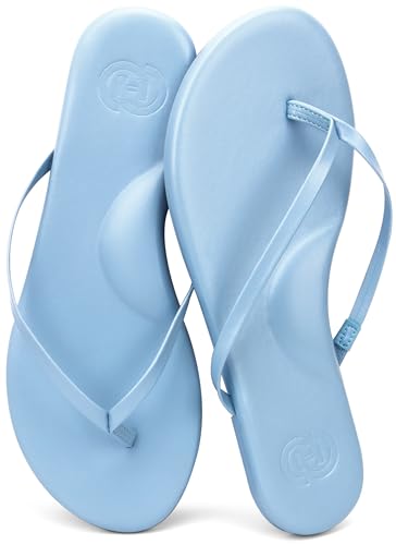 Image of INMINPIN Flat Flip Flops with Arch Support for Women - Memory Foam Flats Summer Sandals 2026 - Ultra Comfort Vegan Leather Thong Sandals Summer Beach Slide