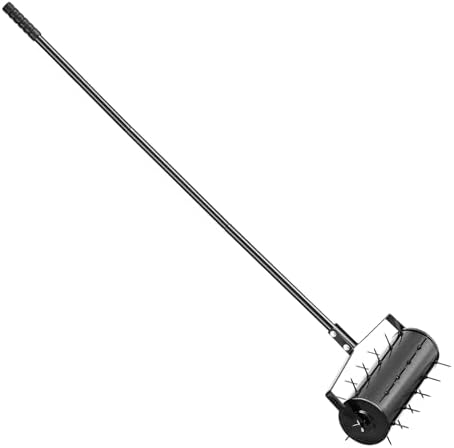 VEVOR Rolling Lawn Aerator, 18-inch Heavy-Duty Manual Rolling Aerator Lawn with Detachable Handle and 27 Iron Spikes, Rolling Lawn Aeration Tool for Garden Patio Yard Compacted Soils and Lawns, Black — view 8