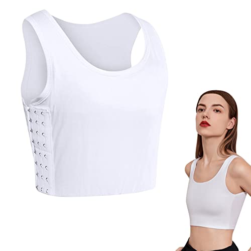 Fengyuanhong Chest Binder Unterwäsche Tanktops Bandage Trans Breathable Side Haken Bustier BH Binder Trans Sports Bra,Weiß L Cover