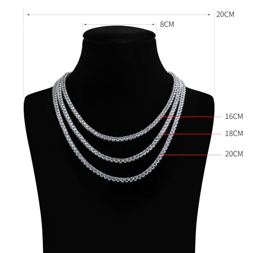 Kose Tennis Necklace 18K silver/gold plated chain for Women and Men | 3 Prong Set 5A 4.0mm Round Cubic Zirconia Cut Faux Diamond Necklace| Festival gifts | Lengths: 16" /18"/20"2