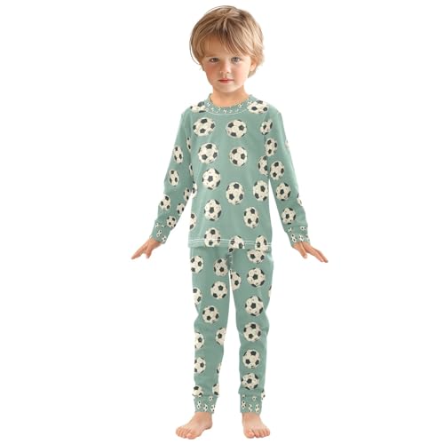 senya Vintage Soccer Ball Pajamas Set Long Sleeve Soft Cotton Sleepwear 2 Piece3