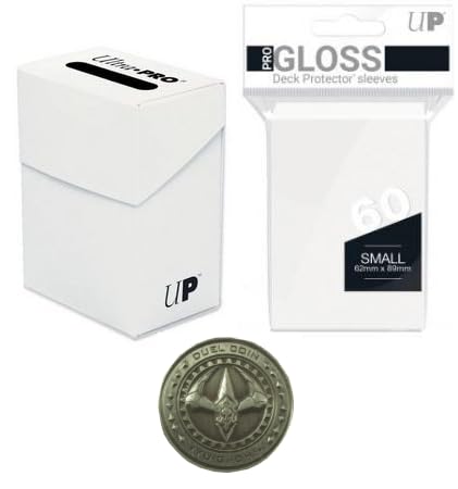 Ultra Pro Deck Box + 60 bustine protettive piccole Pro + Duel Coin - Lucido - Bianco - Bianco - Yu-Gi-Oh! - Mini giapponese