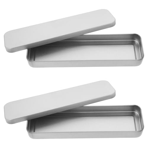 Homoyoyo Estuche de Hojalata Rectangular para Lápices y Borradores, Resistente al Agua, Elegante y Moderno, 2 Piezas Adecuado para Oficina y Estudiantes