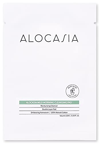 One-Step Face Cleansing Pad - Alocasia Korean Morning Night Skin Care Foundation Mascara Make-up Remove Non Irritating Skin Moisturizing Smoothing Tightening 100% Natural Cotton (10pcs) (Morning)