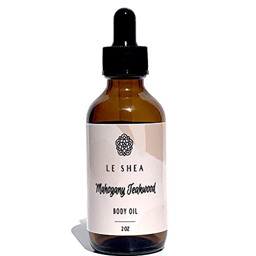 Le Shea Mahogany Teakwood Scented Body Oil, Lightweight Fragrant Skin Moisturizer For Cuticle After Bath Shower Massage Daily Wear W Safflower & Apricot Oil For Dry Skin & Hands (2 Oz) #TOP30