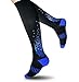 SUGUE Compression Socks (1 Pair) 20-30 mmHg for Women & Men - Best Graduated Athletic Fit for Running, Flight, Nurses, Maternity, Pregnancy - Shin Splints, Medical, Recovery (L/XL, Blakc & Blue)