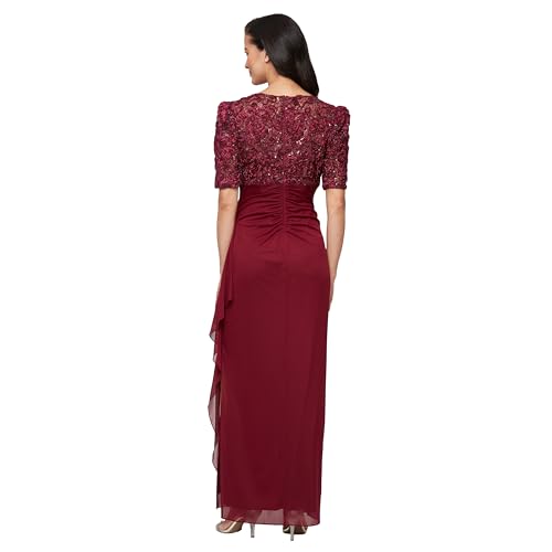 Image of Alex Evenings Women's Wedding Guest Dress with V-Neck Stretch Sequin Bodice and Empire Waist (Petite and Regular Sizes)