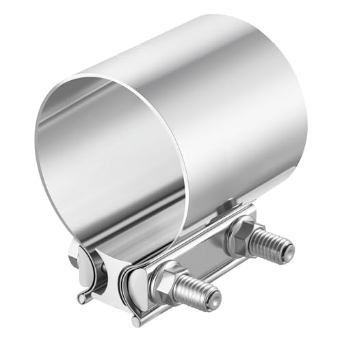 EVIL ENERGY 3.0 Inch Exhaust Clamp, Butt Joint Band Clamp Sleeve Coupler Stainless Steel for Pipes, Mufflers, Catalytic Converters 2Pcs