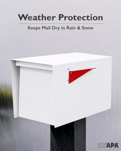Image of Ilyapa Large Modern Mailbox for Outside - White - Post Mount