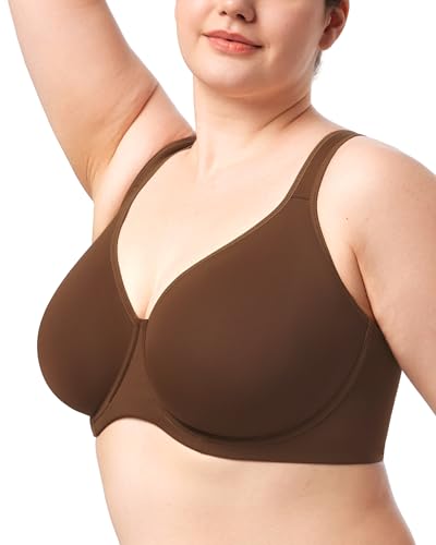 Image of HSIA Bras for Women Minimizer Full Coverage, Plus Size T Shirt Unlined Underwire Smooth Bra, Seamless Cups Joan Ultimate Soft