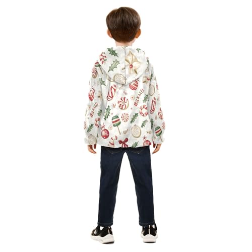 Christmas Candy Girls Fleece Jacket Girls Fall Jacket Girls Zip Up Hoodie Girls Sherpa Jacket 2-10T4