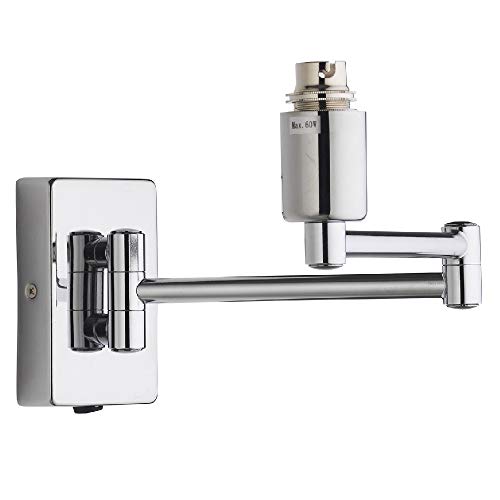Image of Britalia Polished Chrome Traditional Retro Switched Double Swing Arm Wall Reading Light Bracket | Discreet On Off Rocker Switch Operated | 1 x BC Lamp Bulb Required | Bedside - Living Room