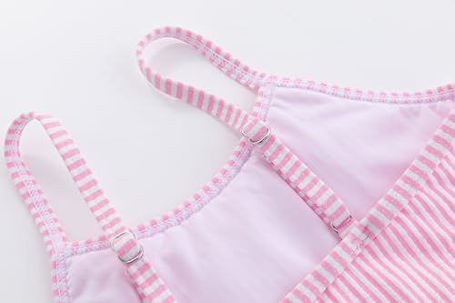 LIZENS Girls Swimsuits Two Piece Bikini Set Flounce Striped Bathing Suit for Kids 2-12 Years4