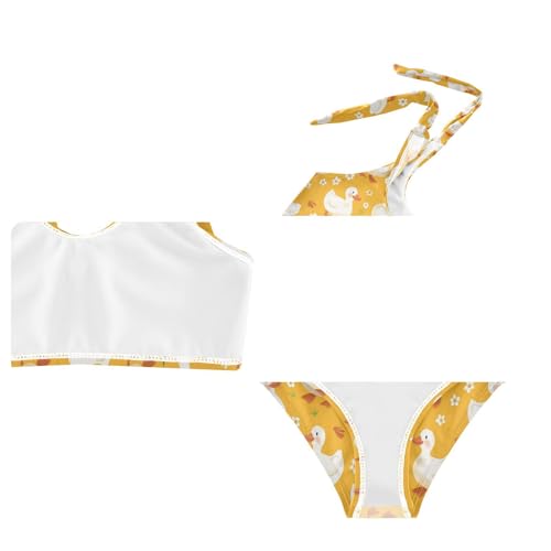 Wusikd White Baby Ducks Girls Swimsuits Two Piece Swimwear Bikini Set for for Girls Size 3T4
