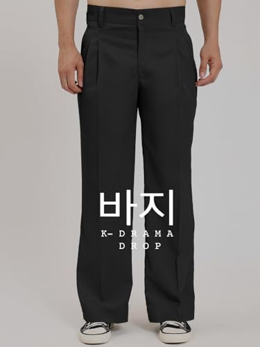 Image of Thevasa Relaxed Fit Korean Pants for Men, Suitable for Casual & Formal Wear, Stylish Baggy Pants for Men, Pleated Pants for Men