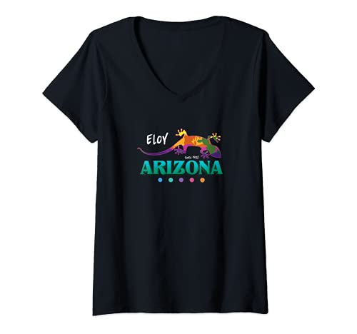Damen Eloy Arizona USA Desert Gecko Lizard Vacation Souvenir T-Shirt mit V-Ausschnitt