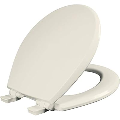 Mayfair Cassel Slow Close Toilet Seat, Easy Clean, Non Slip Premium Wood Seat, Easy Install, Round, Biscuit