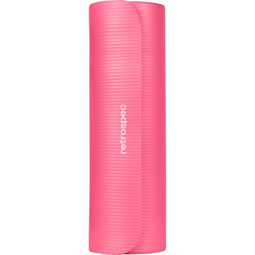 Image of Retrospec Solana Yoga Mat 1 inch Thick w /Nylon Strap for Men & Women - Non Slip Exercise Mat for Home Yoga, Pilates, Stretching, Floor & Fitness Workouts
