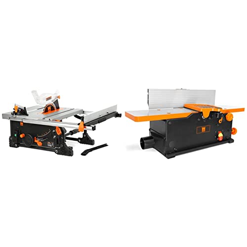 Wen Tt0811 11-Amp 8.25-Inch Compact Benchtop Jobsite Table Saw, Black & Jt630H 10-Amp 6-Inch Spiral Benchtop Jointer #TOP17