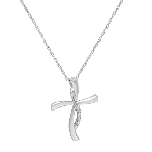 Amanda Rose Collection Sterling Silver 1/10 Carat TW Real Diamond Cross Pendant Necklace for Woman on an 18 inch Sterling Silver Chain | Real Diamond Necklaces for Women4