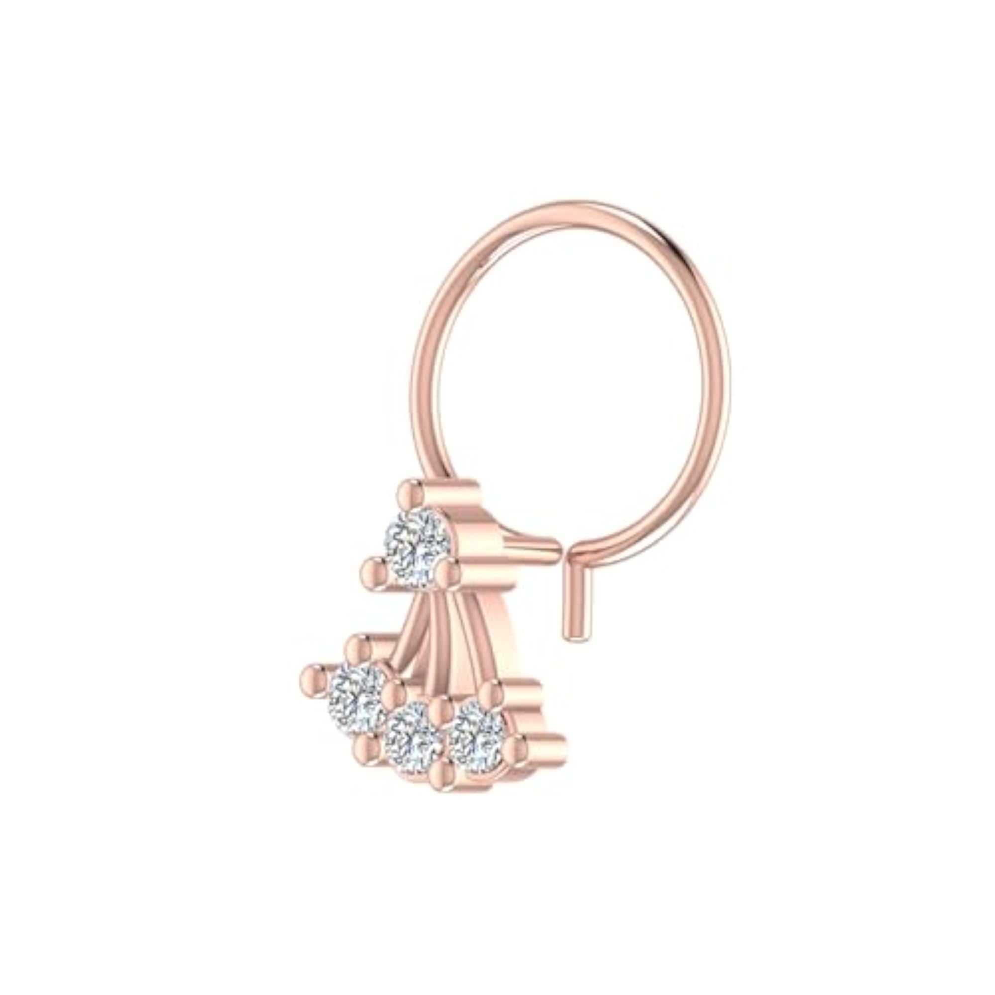 14Kt Rose Gold Stud Nose Ring, Elegant