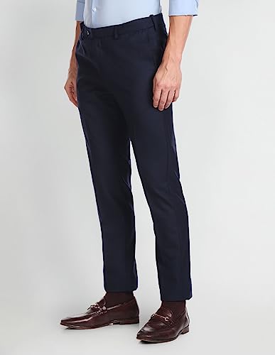 Image of Arrow Men's Solid Twill Wool Blend Slim Fit Trousers
