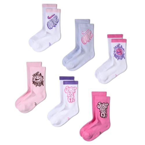 Image of Nike Unisex Kids' Everyday Cushioned Crew Socks (6-Pack) | Boys and Girls