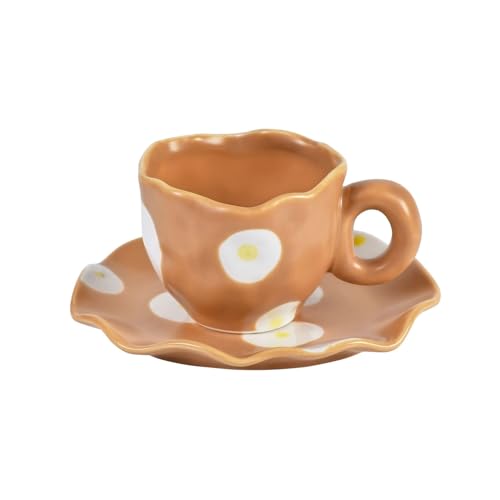 Tasse à café et soucoupe pour restaurant et maison en céramique de 6.5oz