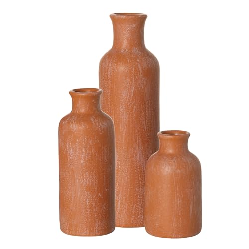 Sullivans Terracota Matte Ceramic Vase Set, Vases for Modern Home Decor, Kitchen, Bedroom, Office, Living Room, Bathroom, Shelf Centerpiece Table Decorations