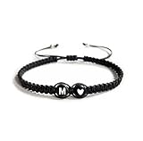 Heart Initial Bracelets 26 Letters Initial Charms Bracelet for Women Gifts A-Z Braided Bracelets Heart Link Handmade Rope Braided Adjustable Jewelry for Mom Daughter Birthday Jewelry Gift-M