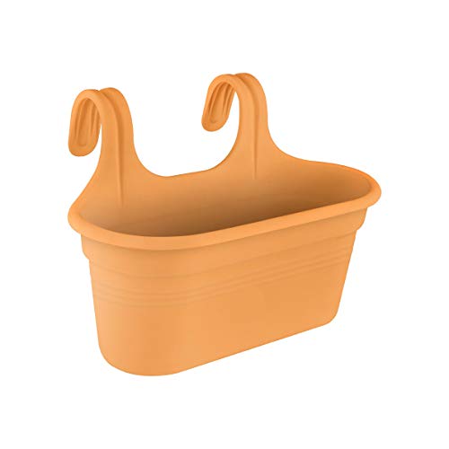 Muddy Hands Large Hanging Planter Outdoor Garden Fence Balcony Rail Railing Flower Herb Trough Plant Pot (1, Terracotta)