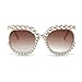 COTIA Square Pearl Sunglasses for Women Luxury Vintage Oversize Round Sun Glasses Party Festival Bling Sunglasses (beige)