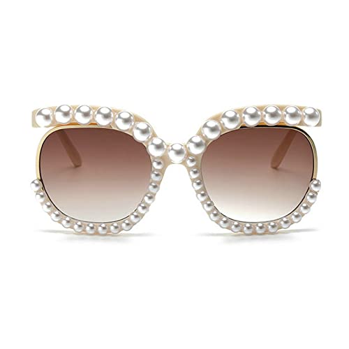 COTIA Square Pearl Sunglasses for Women Luxury Vintage Oversize Round Sun Glasses Party Festival Bling Sunglasses
