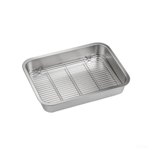 Plancha para hornear de utensilios de cocina de acero inoxidable y combinación de estante de refrigeración para preparar deliciosas comidas al horno (26x20x5cm)