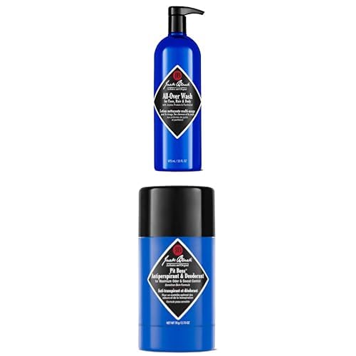 Jack Black All Over Wash Face, Body & Hair Cleanser, 33 Fl Oz – Multi-Purpose Body Wash for Men Pit Boss Original Mens Antiperspirant & Deodorant, 2.75 oz - For Sensitive Skin