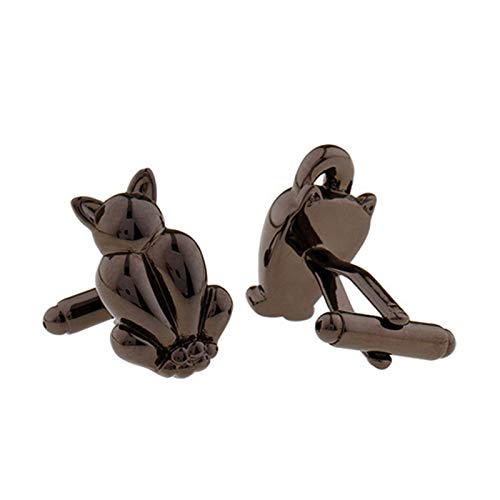 Mancuernillas para hombre KnBoB gato negro miniatura 2