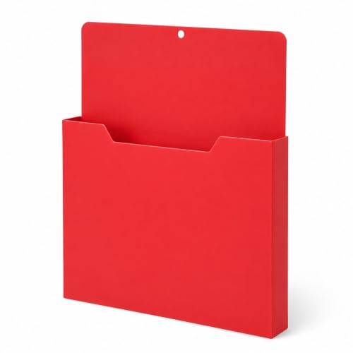 Magnetic File Holder, A4 Wall Organizer for Classroom Whiteboards (Red)