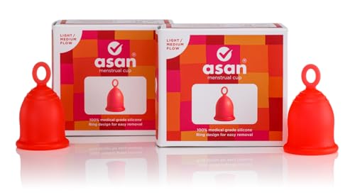 Image of Asan menstrual cup - light /medium flow Pack of 2 | Easiest cup to insert & remove I Special ring design | Premium medical grade silicone I Designed in the USA