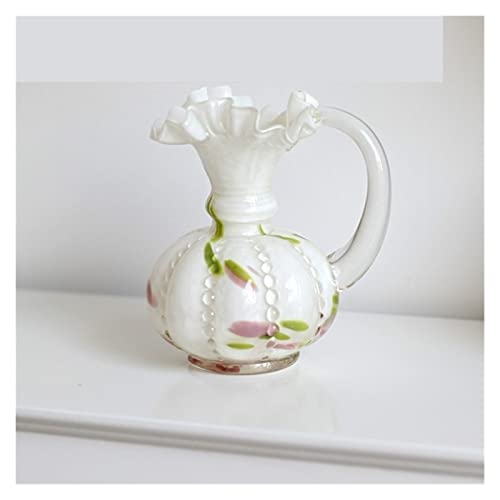 Flower Vase Nordic Glazed Glass Vase Luxury Design Exquisite Glass Fenton Flower Vase Aesthetic Vintage Glass Vase Home Decor Dry Flower Arrangement (Color : 2)