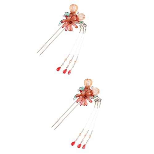 Épingle à cheveux mariage VICASKY : double hair fork orné de pompons pour fêtes et soirées