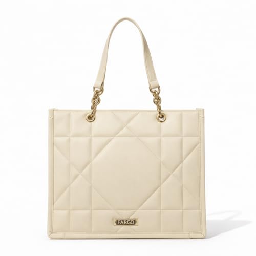 Image of Fargo Matrix Tote Bag for Women | Vegan Leather Handbag with 15-Inch Laptop Compartment, Smooth Zip | Stylish Office, College & Daily Use Tote | Made in India